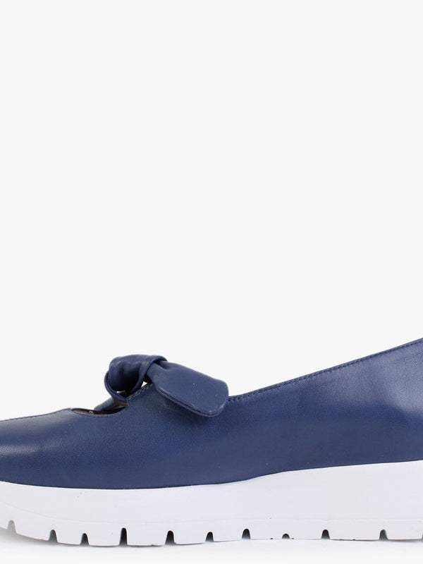 Interval Navy Leather Low Wedge Loafers