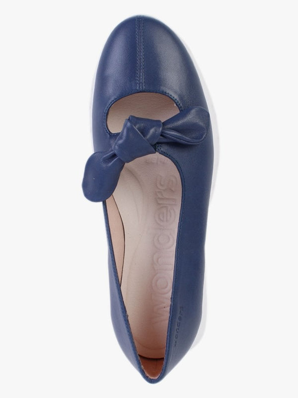 Interval Navy Leather Low Wedge Loafers