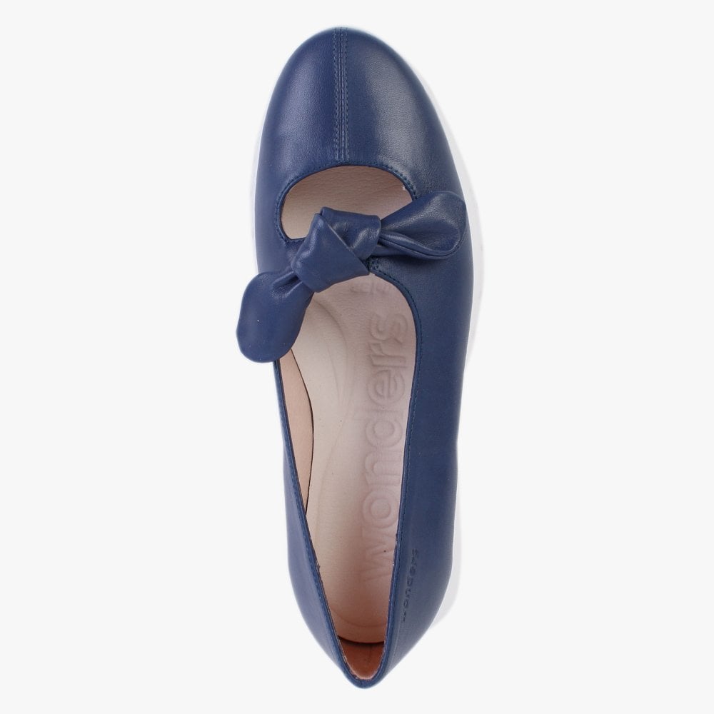 Interval Navy Leather Low Wedge Loafers