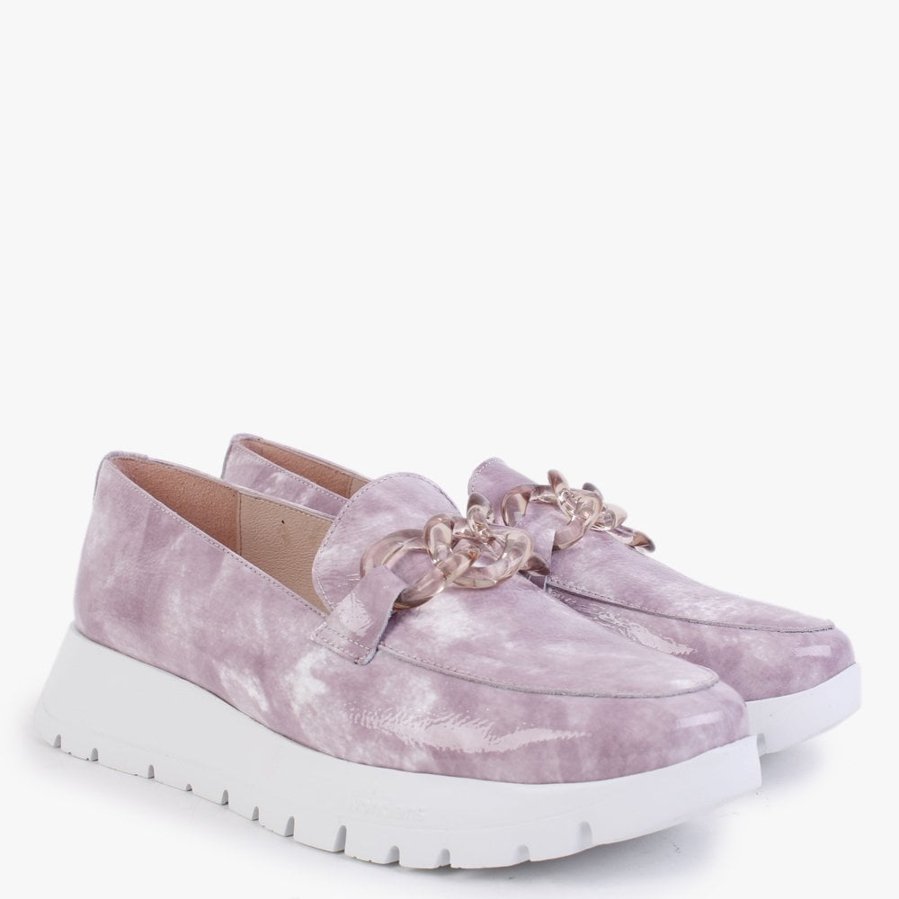 Harmonic Purple Patent Leather Low Wedge Loafers