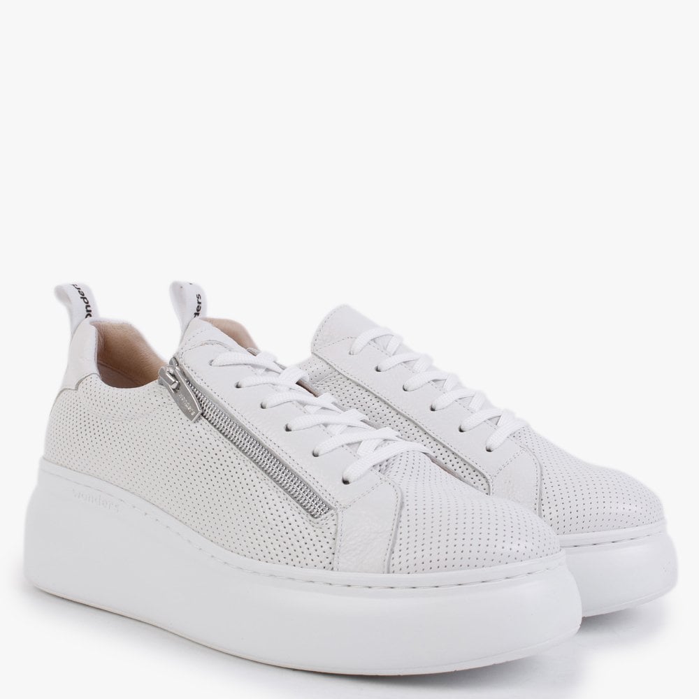 Chorus White Leather Flatform Trainers