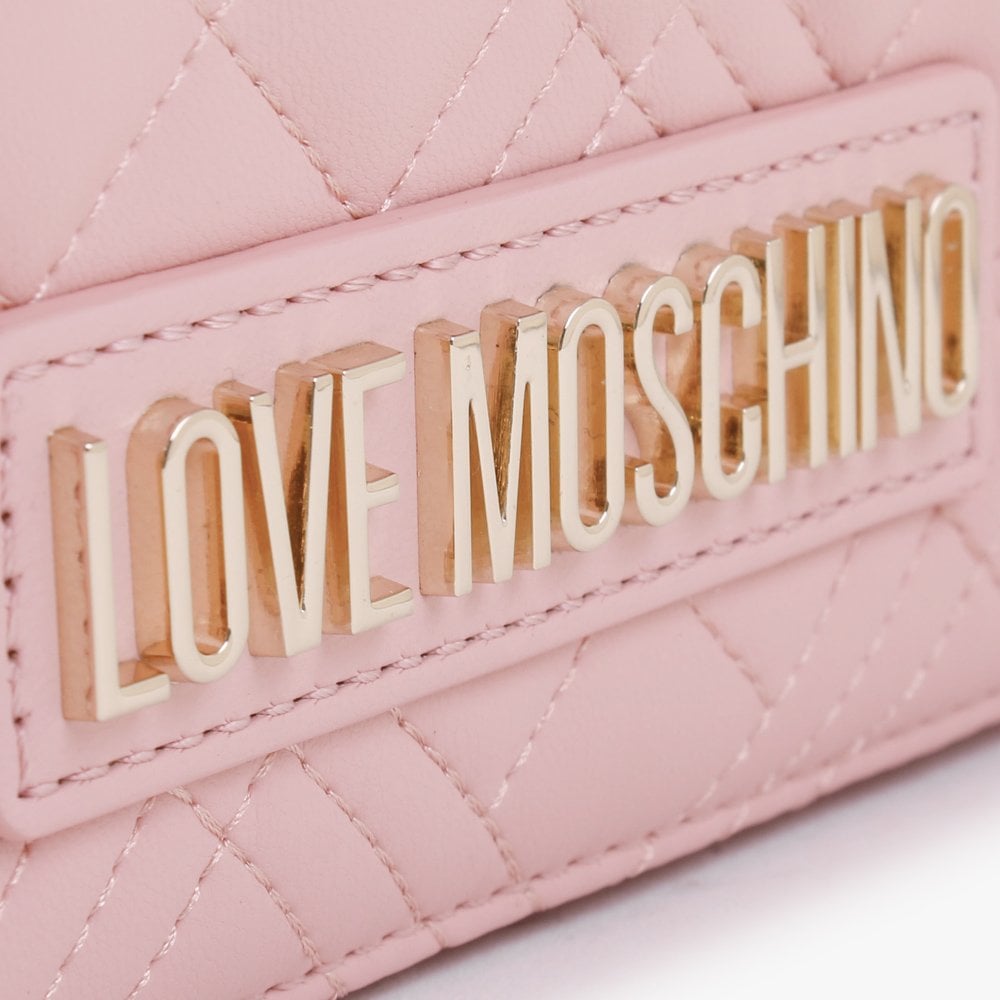 Diamond Quilt Flapover Pink Cross-Body Bag