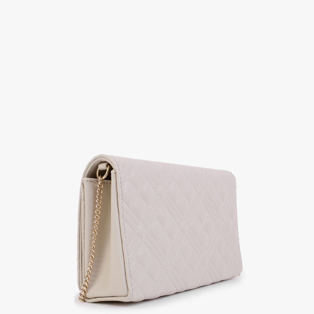 Diamond Quilt Flapover Cream Cross-Body Bag