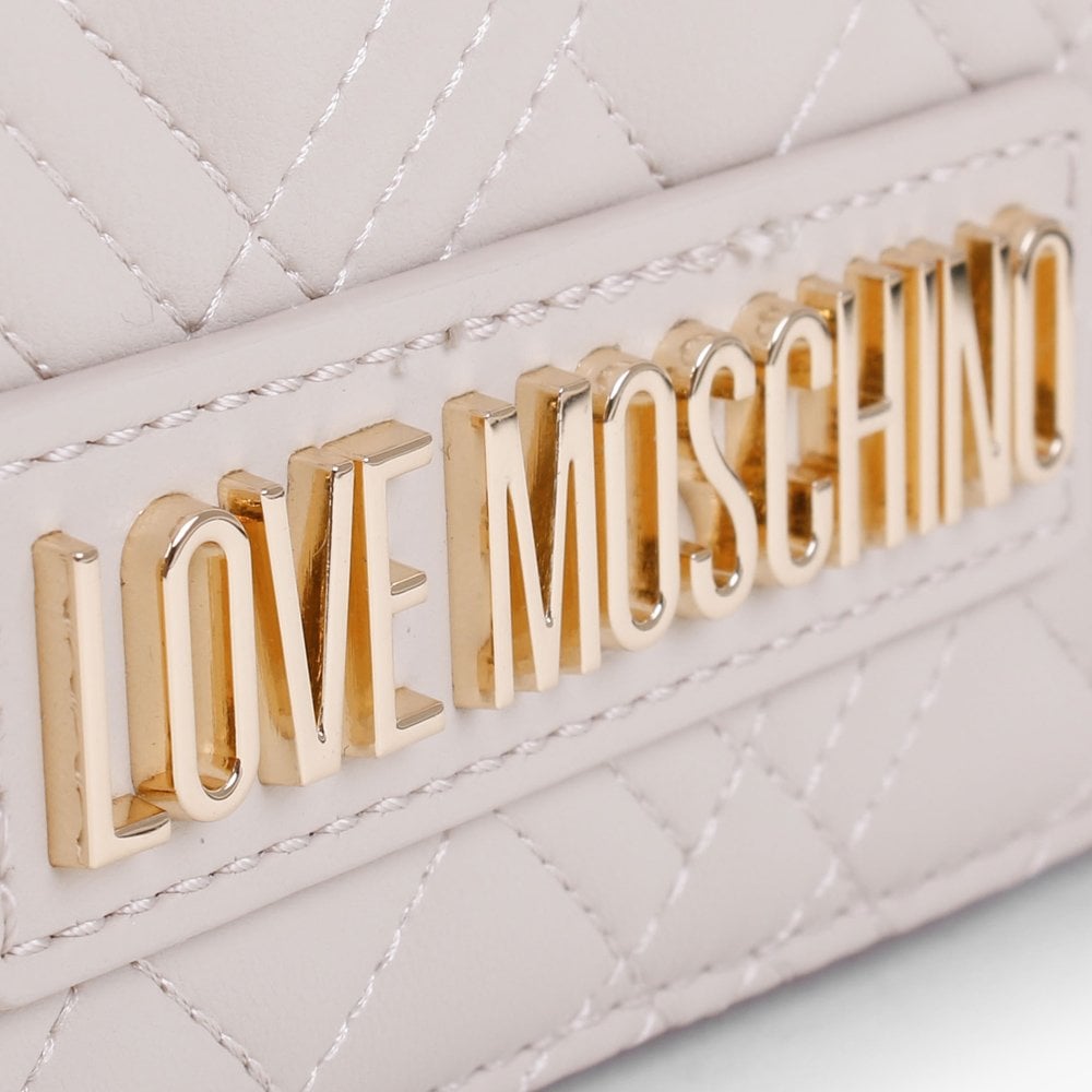 Diamond Quilt Flapover Cream Cross-Body Bag