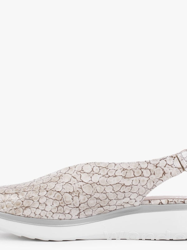 Melodic Cream Reptile Low Wedge Sling Back Shoes
