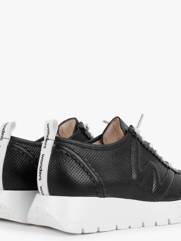 Reverb Black Leather Perforated Trainers