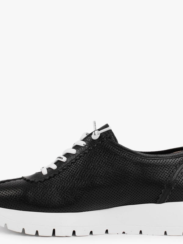 Reverb Black Leather Perforated Trainers