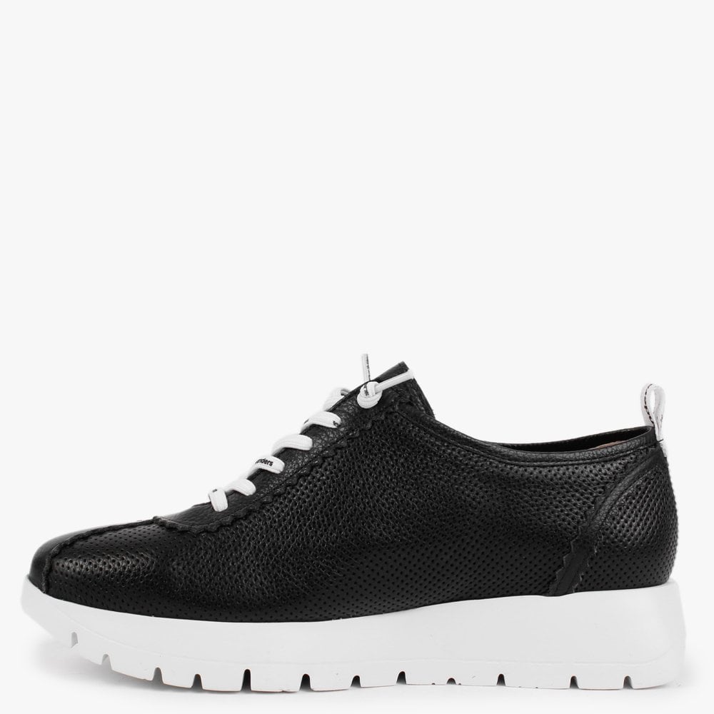 Reverb Black Leather Perforated Trainers