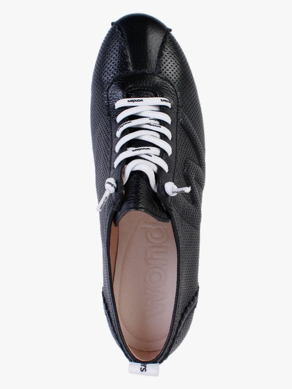 Reverb Black Leather Perforated Trainers