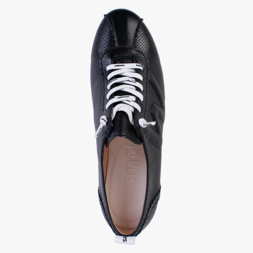 Reverb Black Leather Perforated Trainers
