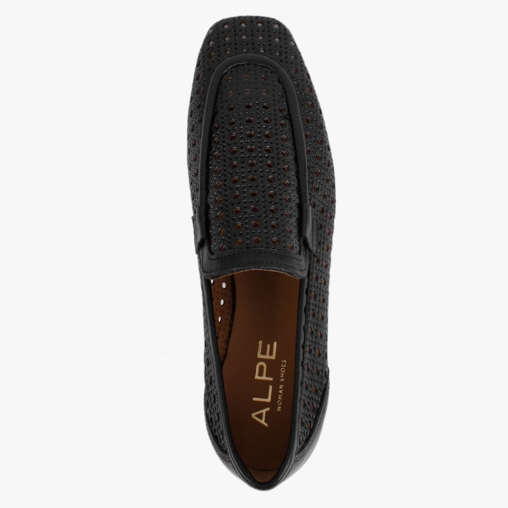 Teff Black Leather Woven Loafers