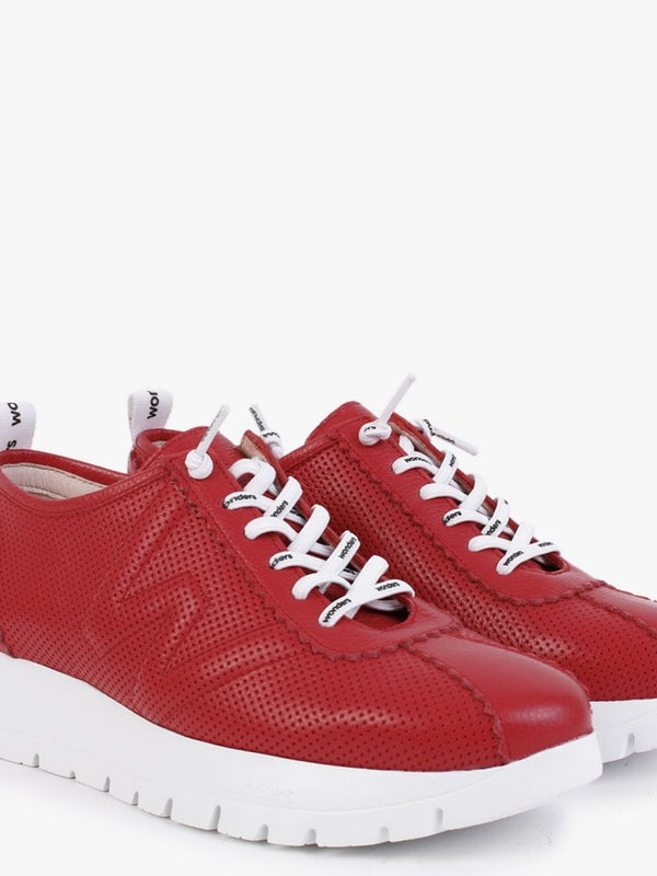 Reverb Red Leather Perforated Trainers