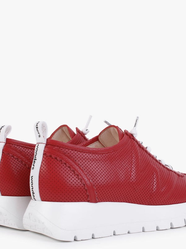 Reverb Red Leather Perforated Trainers