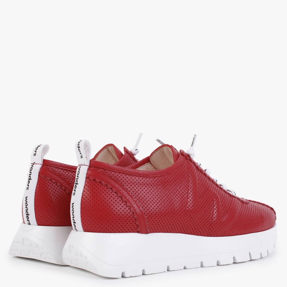 Reverb Red Leather Perforated Trainers