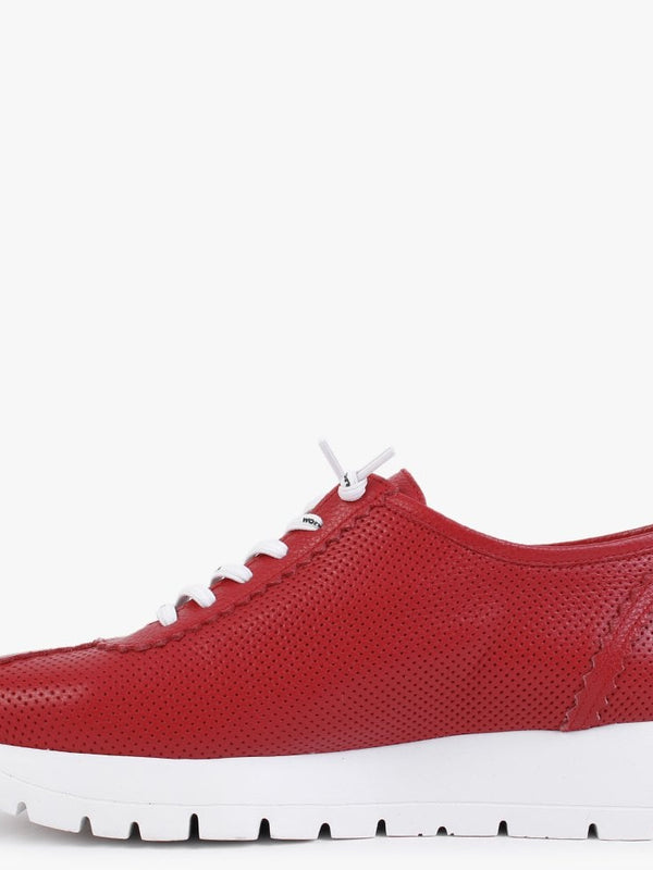 Reverb Red Leather Perforated Trainers