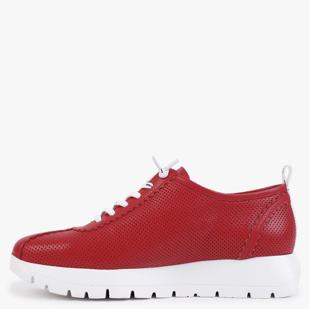 Reverb Red Leather Perforated Trainers