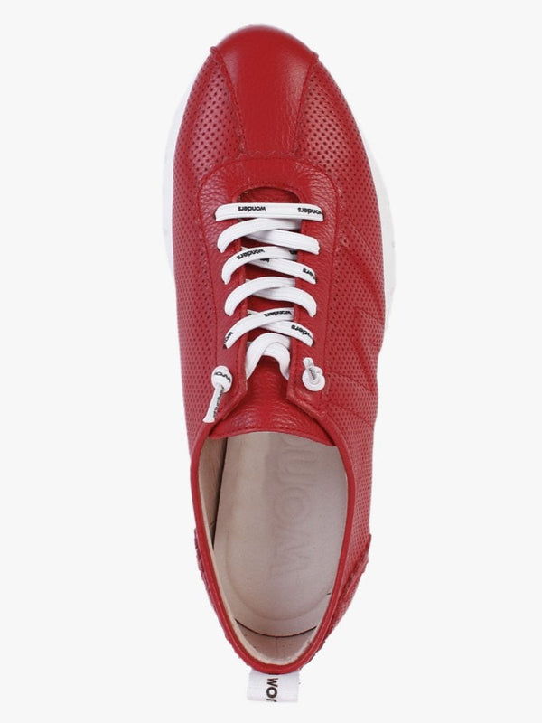 Reverb Red Leather Perforated Trainers