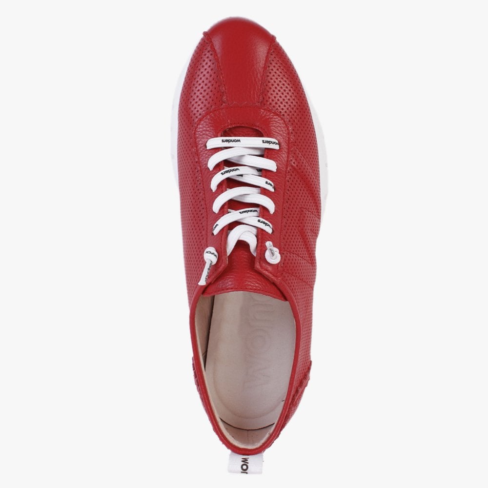 Reverb Red Leather Perforated Trainers