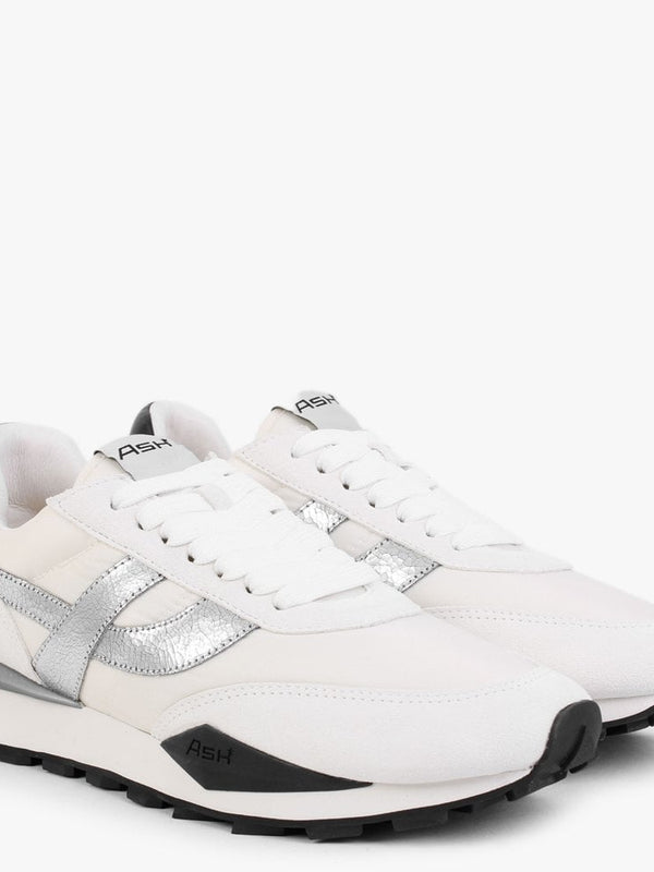Spider 168 Chrome Free White Silver Suede Eco Trainers