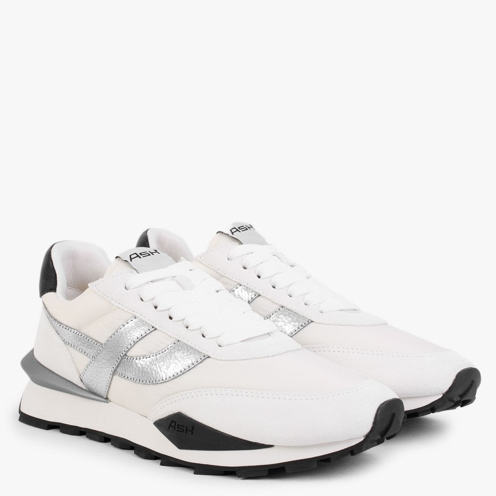 Spider 168 Chrome Free White Silver Suede Eco Trainers