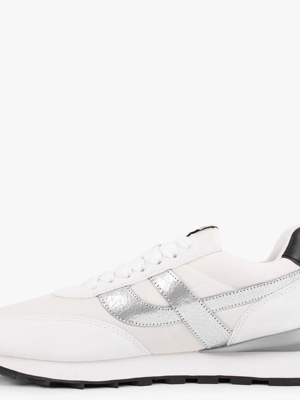 Spider 168 Chrome Free White Silver Suede Eco Trainers