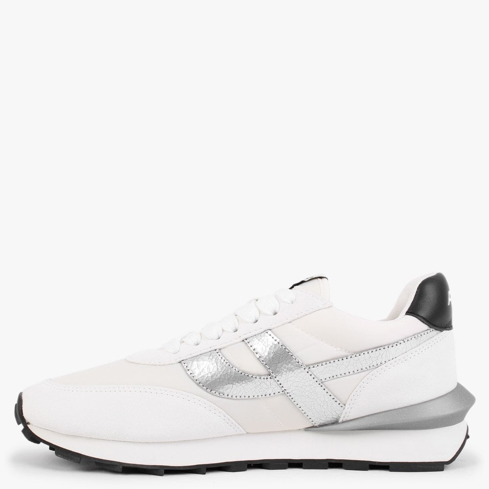 Spider 168 Chrome Free White Silver Suede Eco Trainers