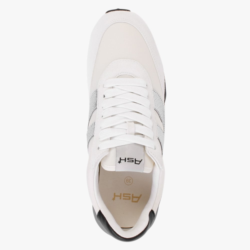 Spider 168 Chrome Free White Silver Suede Eco Trainers