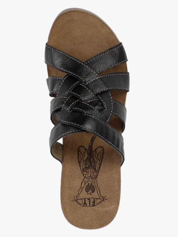 Gily Black Leather Wedge Mules