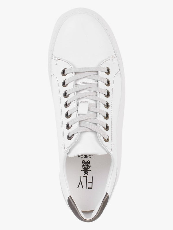 Dile White Leather Wedge Trainers