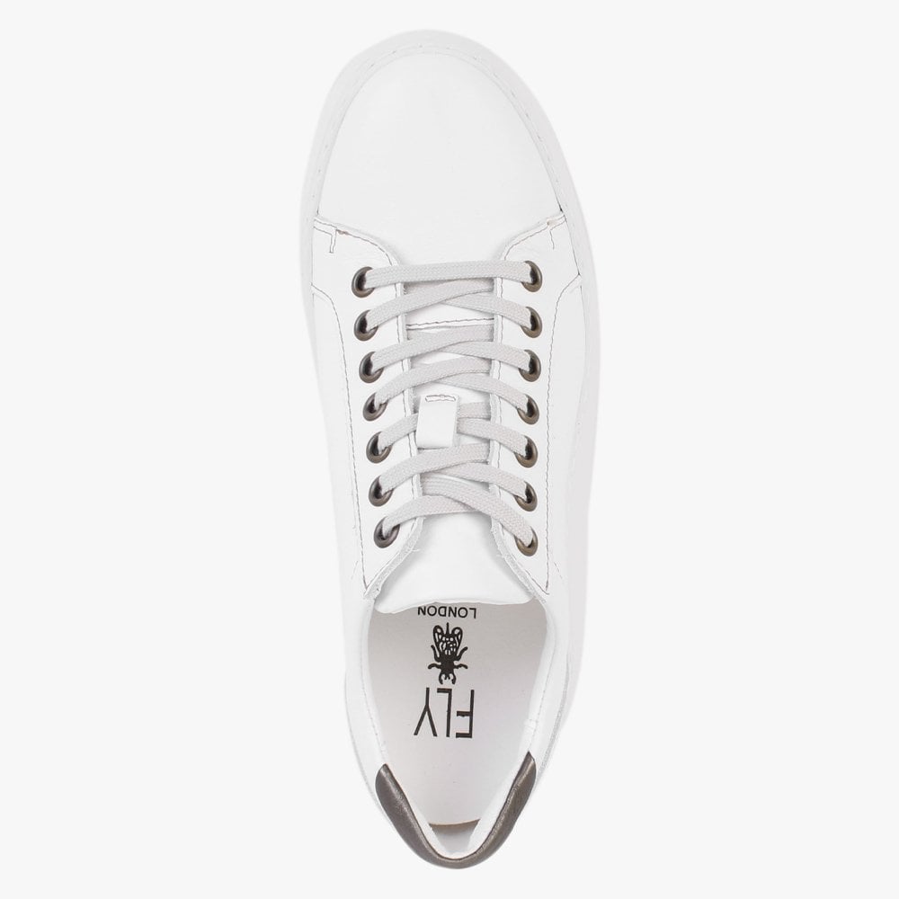 Dile White Leather Wedge Trainers