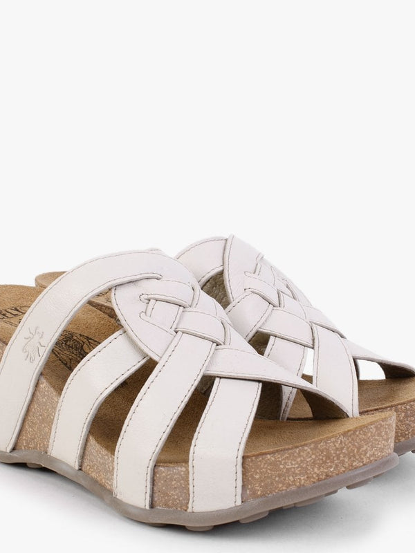 Gily Off White Leather Wedge Mules