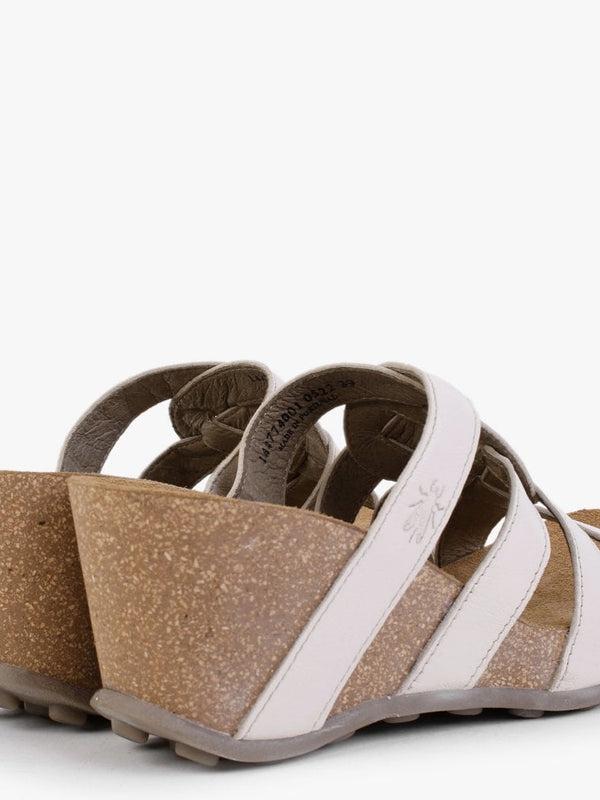 Gily Off White Leather Wedge Mules
