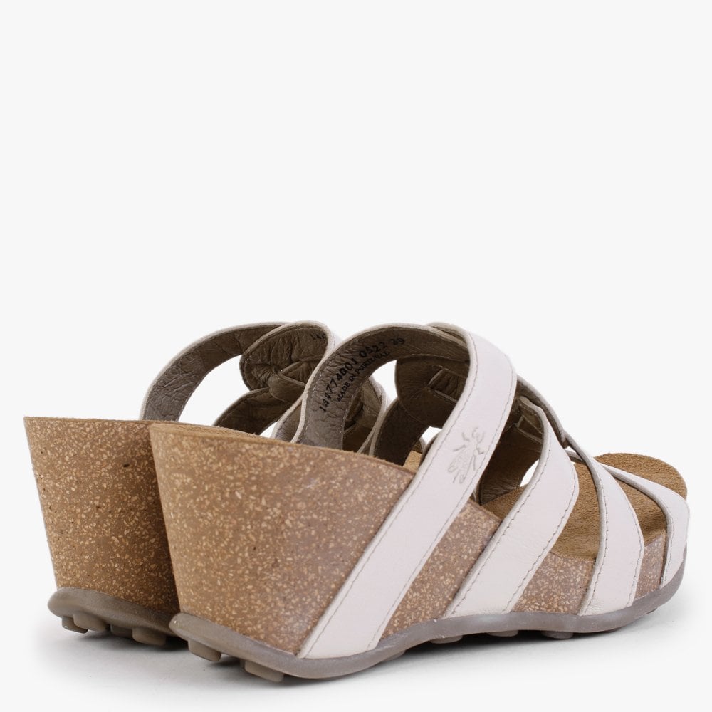 Gily Off White Leather Wedge Mules