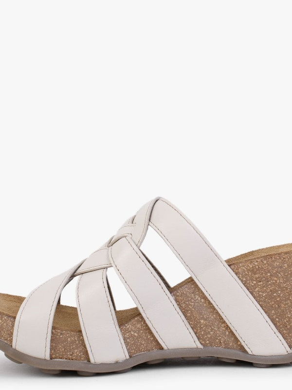 Gily Off White Leather Wedge Mules