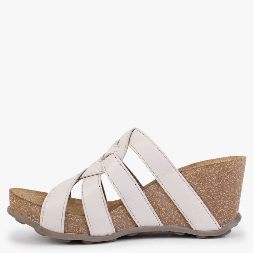 Gily Off White Leather Wedge Mules