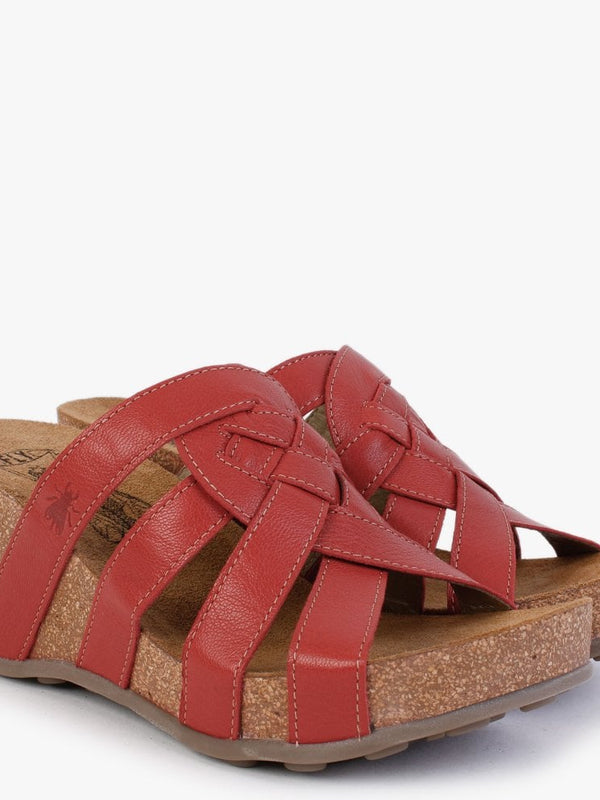 Gily Devil Red Leather Wedge Mules