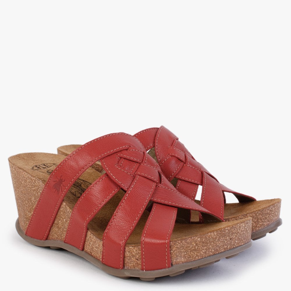 Gily Devil Red Leather Wedge Mules