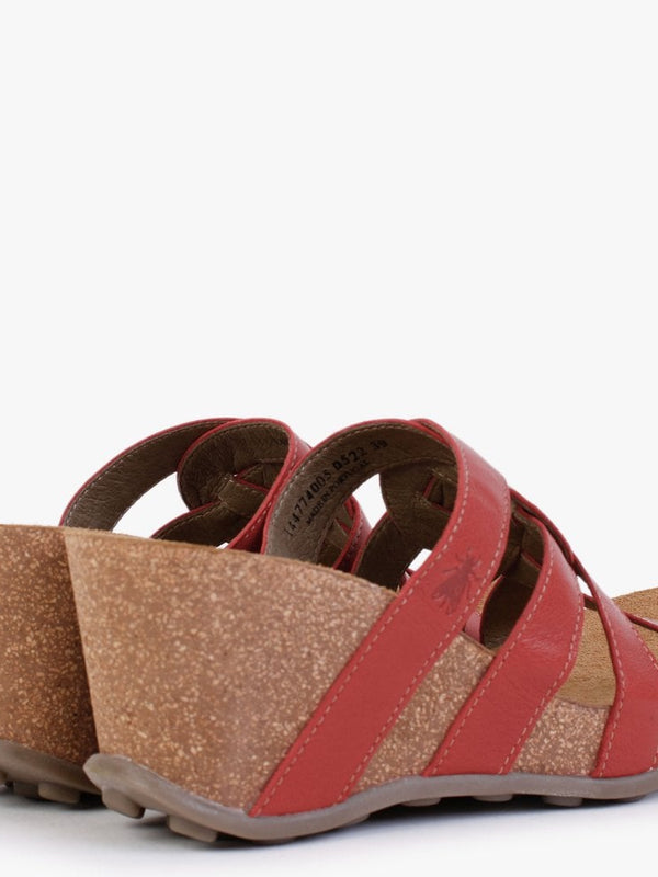 Gily Devil Red Leather Wedge Mules