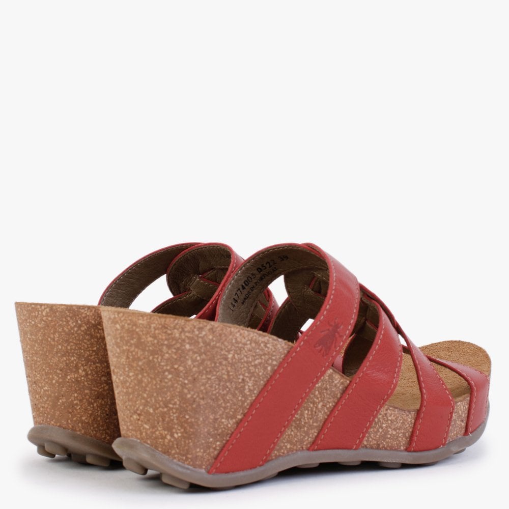 Gily Devil Red Leather Wedge Mules