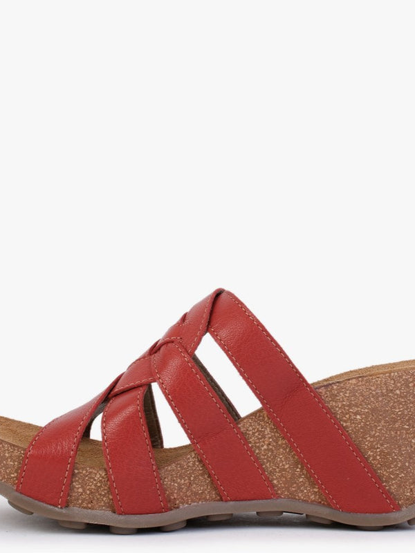 Gily Devil Red Leather Wedge Mules