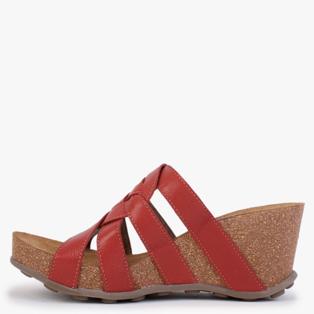 Gily Devil Red Leather Wedge Mules