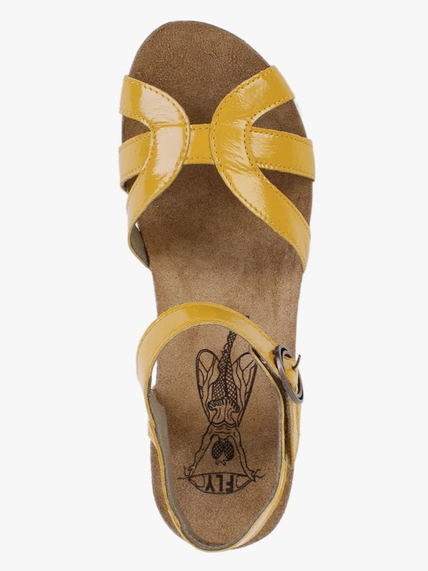 Geta Yellow Patent Leather Wedge Sandals