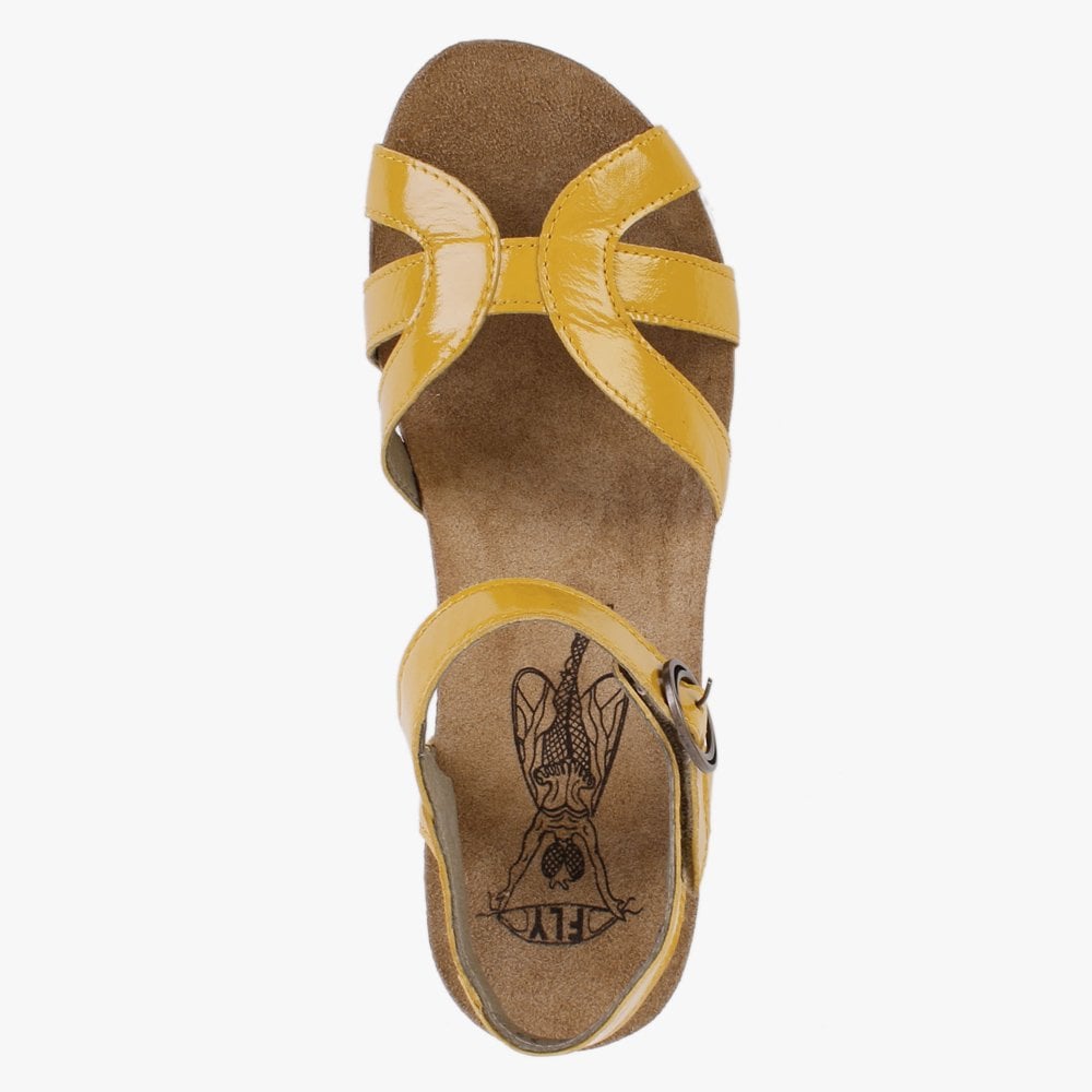 Geta Yellow Patent Leather Wedge Sandals
