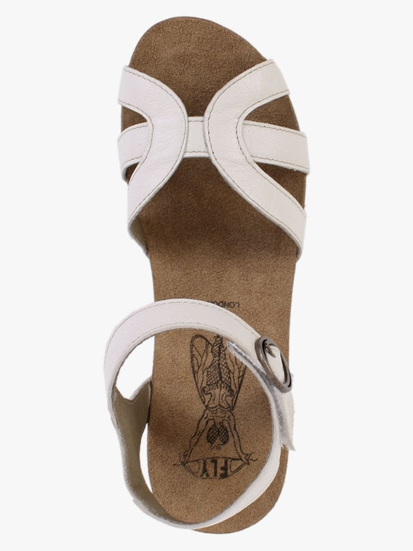 Geta Off White Leather Wedge Sandals