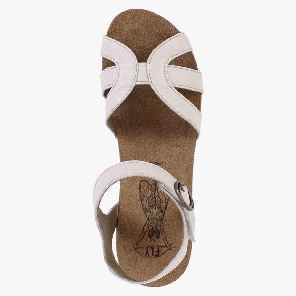 Geta Off White Leather Wedge Sandals