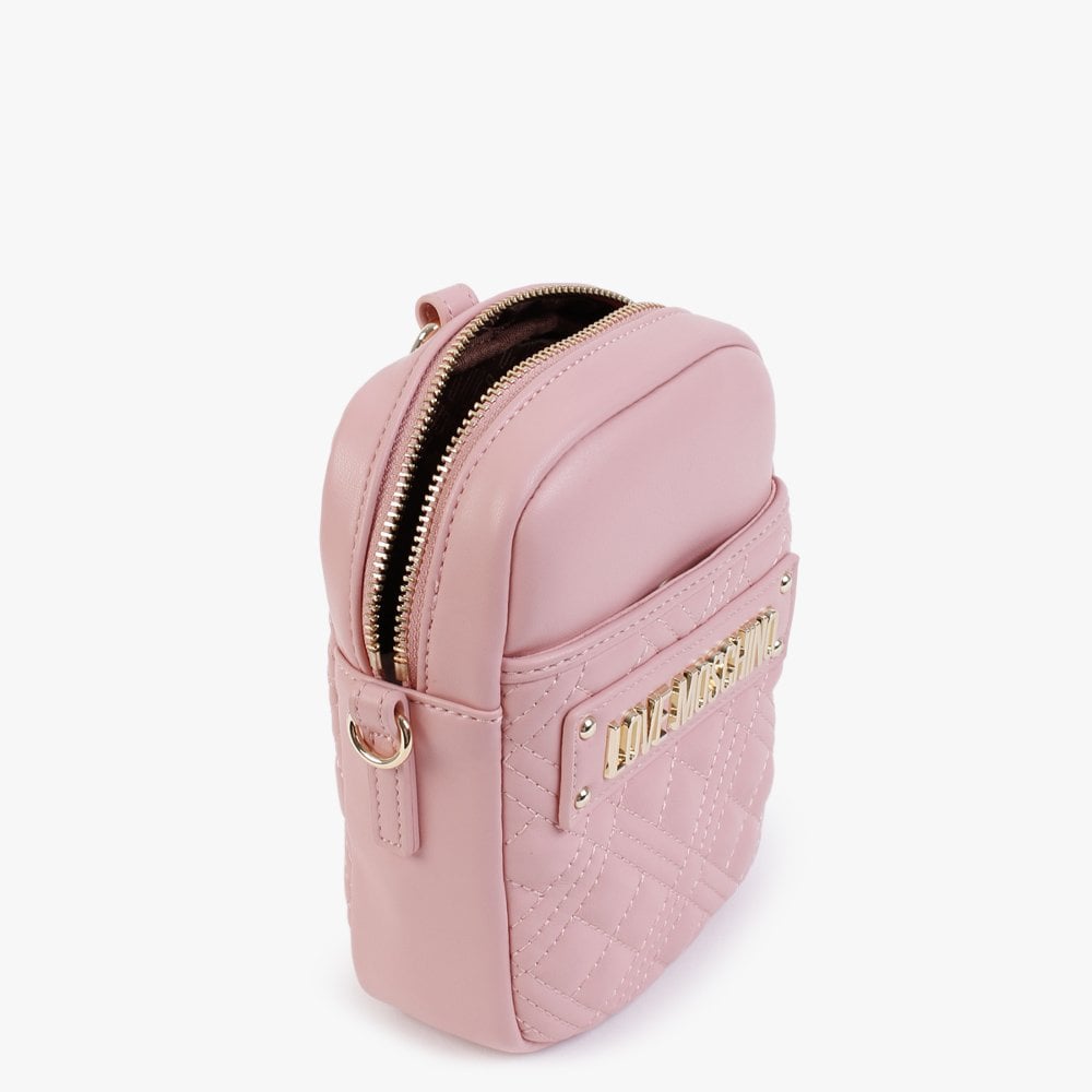 Diamond Quilted North South Pink Cross-Body Bag