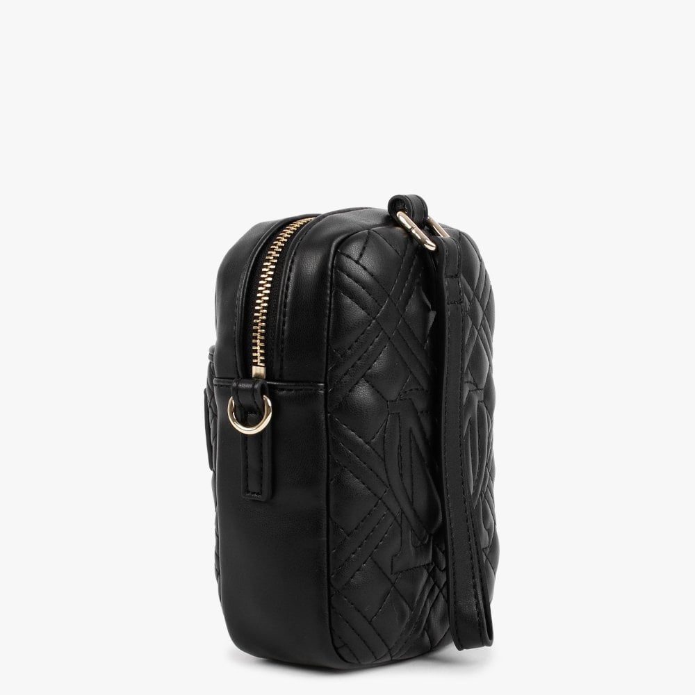 Diamond Quilted North South Black Cross-Body Bag