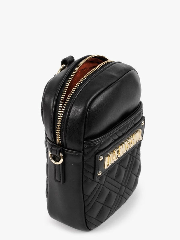 Diamond Quilted North South Black Cross-Body Bag