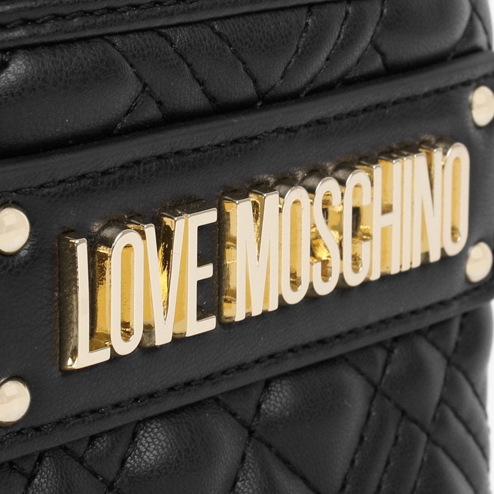 Diamond Quilted North South Black Cross-Body Bag