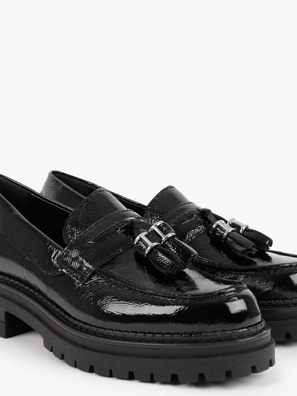 Nassel Black Patent Leather Tassel Loafers